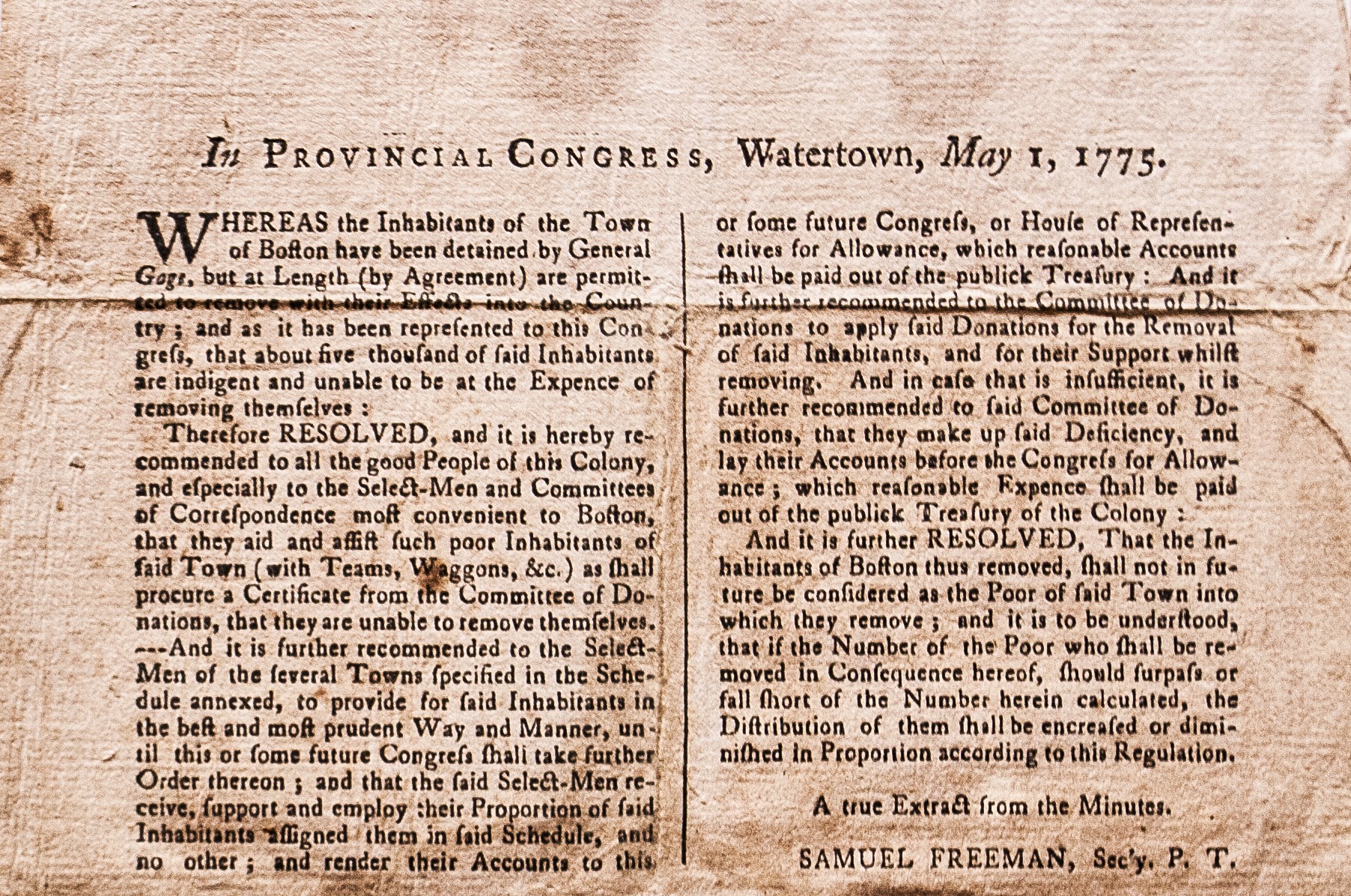 April 30, 1775 Notice